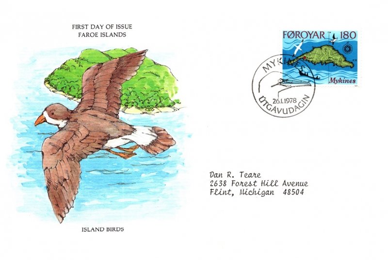 Faroe Islands, Worldwide First Day Cover, Birds