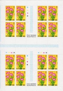 Tuvalu 1978 Sc#92/95 WILD FLOWERS 4 MINI-SHEETLES OF 16 SETS MNH UNFOLDED