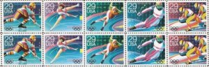 US Stamp - 1992 29c Winter Olympics - 10 Stamp Plate Block #2611-5