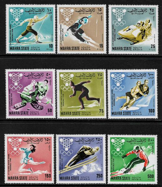 Aden, Mahra Mi #39A-47A MNH Set - Winter Olympics