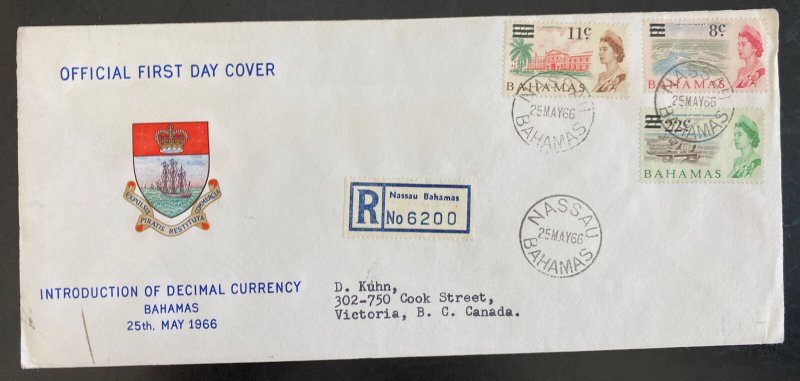 1966 Nassau Bahamas First Day Cover To Canada Introduction Of Decimal Currency