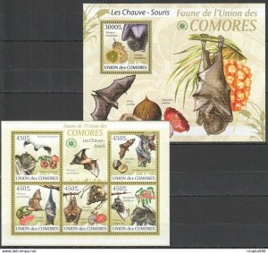 2009 Comoros Fauna Wild Animals Bats Kb+Bl ** Uc007