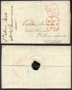 6th of May 1840 Stampless Cover DUBLIN 8/PAID/1d Very Rare