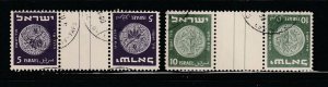 Israel 18-19 Tete Beche Gutter Pairs U Coins On Stamps