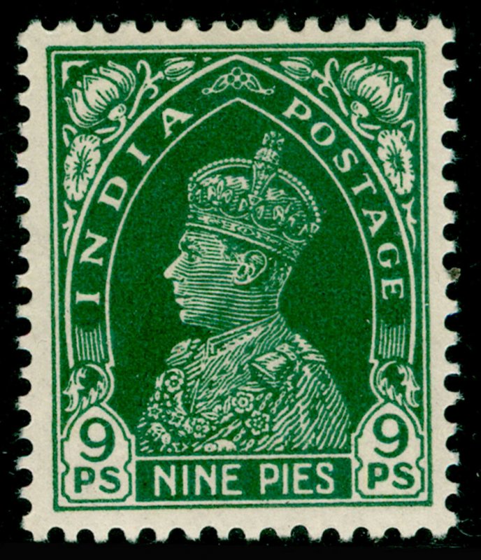 INDIA SG249, 9p green, LH MINT.