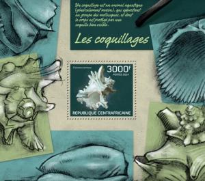 CENTRAFRICAINE 2014 SHEET SEASHELLS SHELLS MARINE LIFE
