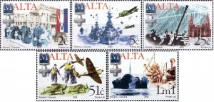 Malta 2005 MNH Stamps Scott 1219-1223 Second World War II Airplane Ships Battle