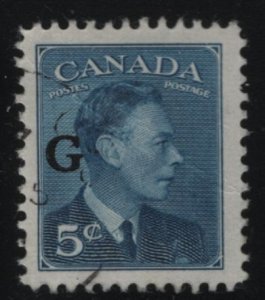 Canada 1950 used Sc O20 5c KGVI Postes-Postage G overprint 2