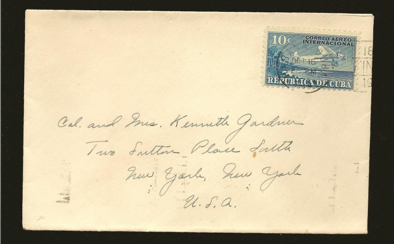 Cuba C5 on Postmarked 1941 Habana Airmail Cover to USA Used