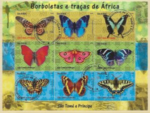 Thematic stamps Butterflys St Thomas & Prince 2004 sheet of 9  used