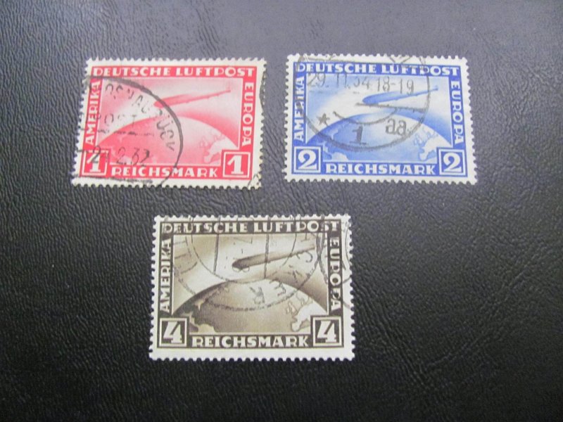 GERMANY 1928/30 USED SC C35-7 ZEPPELIN AIRMAIL SET  VF/XF 155 EUROS (124)