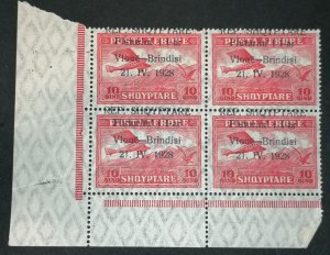 Albania 10q 1928 airmail Michel 163 block of 4 MNH