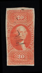 EXCELLENT GENUINE SCOTT #R98a F-VF 1862-71 ORANGE 1ST ISSUE CONVEYANCE IMPERF