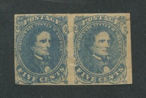 1862 Confederated States of American Postage Stamp #4 Mint Hinged F/VF Pair 