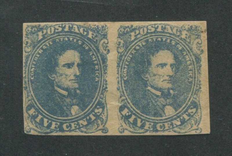 1862 Confederated States of American Postage Stamp #4 Mint Hinged F/VF Pair