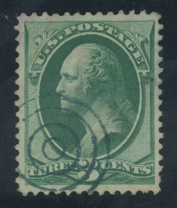 USA 136 - 3 cent H Grill Issue - VF/XF Used with 4 ring target cxl