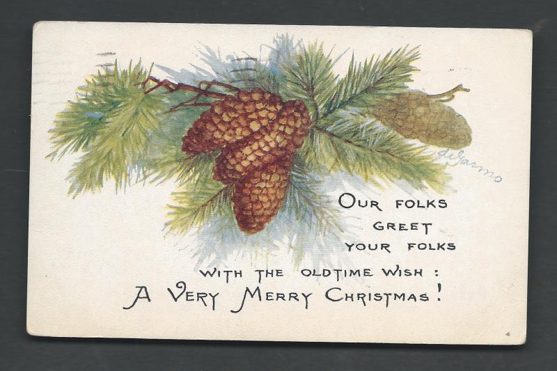 Scott # 462 on a Christmas Card posted Dec 2nd 1916 from Milwaukee WIS.