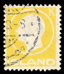 Iceland #96 Cat$75, 1912 1k yellow, used