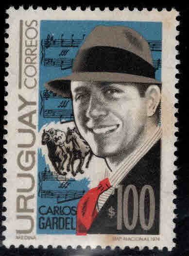 Uruguay Scott 884 Carlo Gardel stamp toned  gum