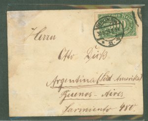 Germany 201 Inflation/Berlin to Argentina - 300 marking paying foreign first class rate on June 30, 1923 (last day of rate/rate