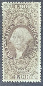 USA REVENUE STAMP 1863.  $1.90. SCOTT#R80c. ‘CUT’ CANCEL