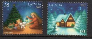 Latvia Sc 822-823 2012 Christmas  stamp set mint NH