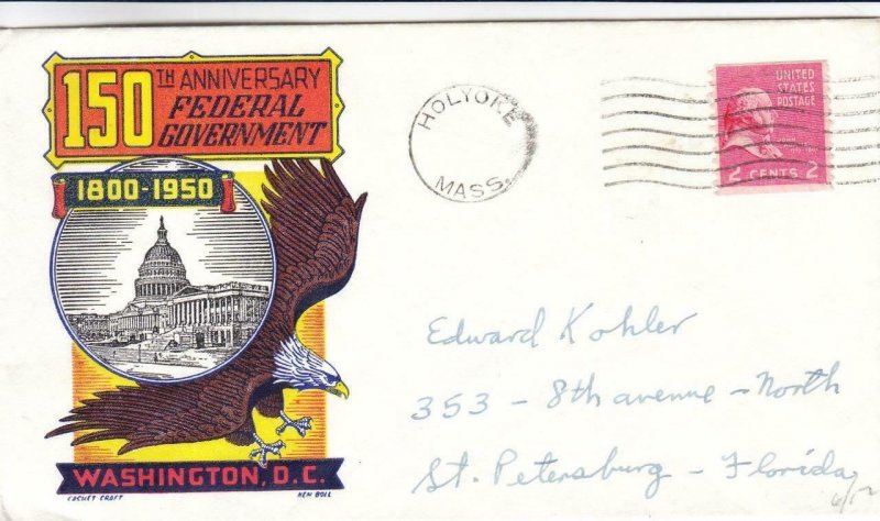 1950, 150th Anniv. Federal Government, Cachet Craft (D12554)