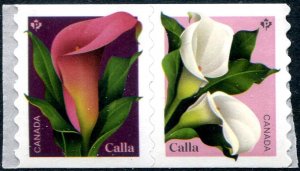 2022 Canada Calla Lilly Coil Pair  (Scott 3320-21a) MNH