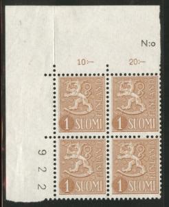 FINLAND SUOMI Scott 312 MNH** 1955 plate block