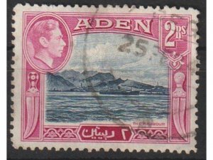 Aden 1939-48 KGVI Pictorials 2r Magenta,Deep Blue Used Sc#25 Sg 25 