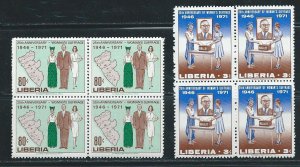 Liberia 555-6 1971 20th Women's Suffrage set BLOCK of 4  MNH