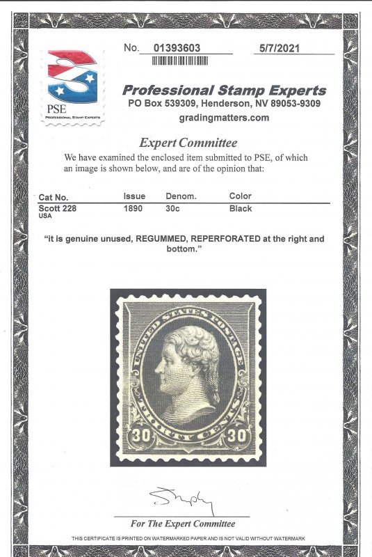 228 Mint,RG... PSE Certificate... SCV $300.00... XF