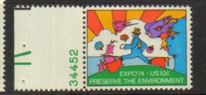 # 1527 MNH plate # single 10c Environment-Expo 1974 