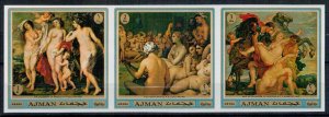 Ajman UAE 1970 MNH Stamps Mi 567-569B Imperf Rubens Art Paintings