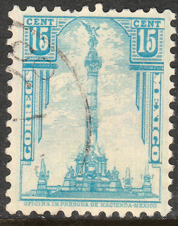 MEXICO 713, 15c INDEPENDENCE MONUMENT 1934 DEFINITIVE USED  F-VF. (534)