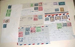 CUBA 10 SMALL COVERS WITH COMMEMORATIVE  1950-1954  TO USA