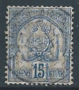Tunisia #27 Used 15c Coat of Arms - Quadrille Paper