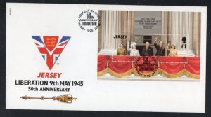 Jersey Sc 716 1995 Liberation Anniversary stamp sheet on FDC