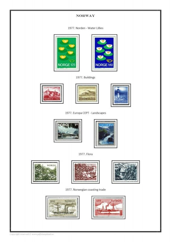 Norway Norge 1855-2021 PDF (DIGITAL)  STAMP ALBUM PAGES