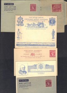 UK GB BRITISH COMM 1890's 1940's COLLECTION OF 6 POSTAL CARDS & AIR LETTERS UNUS