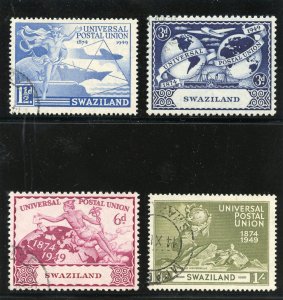 Swaziland 1949 UPU set complete very fine used. SG 48-51. Sc 50-53.