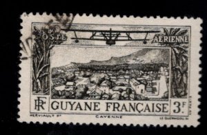 French Guiana Scott C5 biplane airmail stamp Used