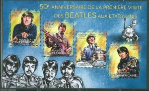 CENTRAL AFRICA 2014 50th ANNIVERSARY BEATLES IN THE UNITED STATES SHEET MINT NH