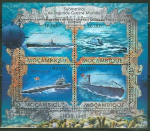 MOZAMBIQUE 2013 SUBMARINES OF WORLD WAR II   SHEET MINT NH