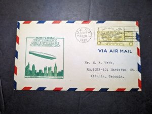 1933 USA LZ 127 Graf Zeppelin Airmail Cover Miami FL to Atlanta GA