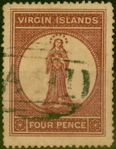 Virgin Islands 1867 4d Lake-Red SG15 Pale Rose Paper Fine Used