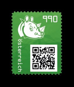 Austria 2021 MNH Stamp Crypto Stamp Green Type Rhino Ethereum