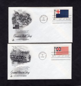 1345-1354 Historic Flags, FDC set/10 Art Craft cachets