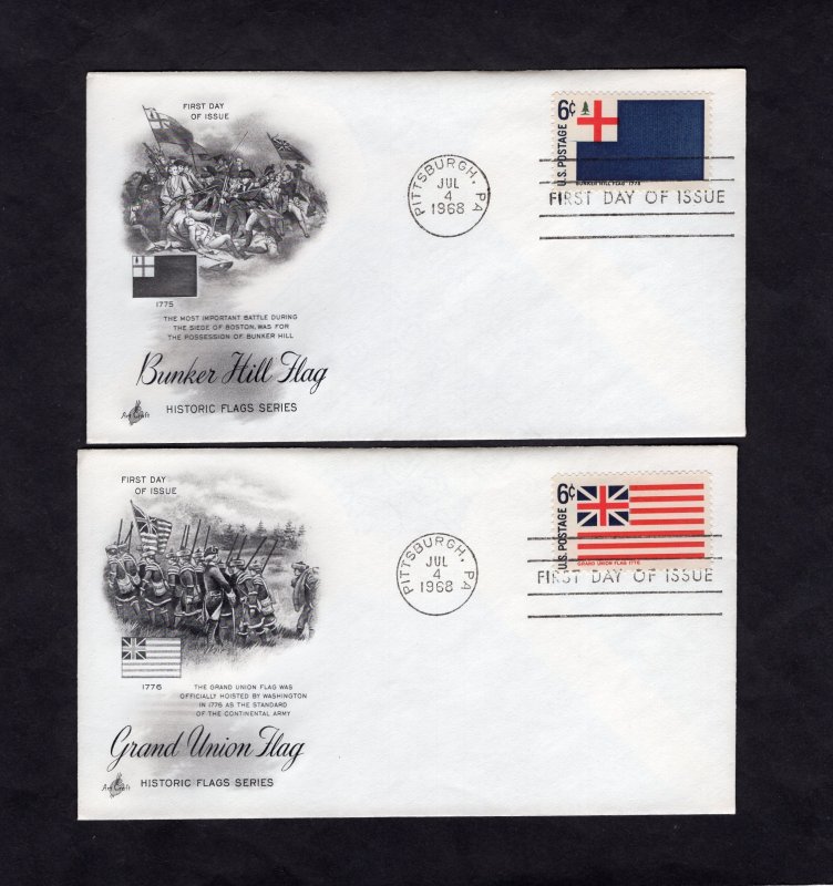 1345-1354 Historic Flags, FDC set/10 Art Craft cachets