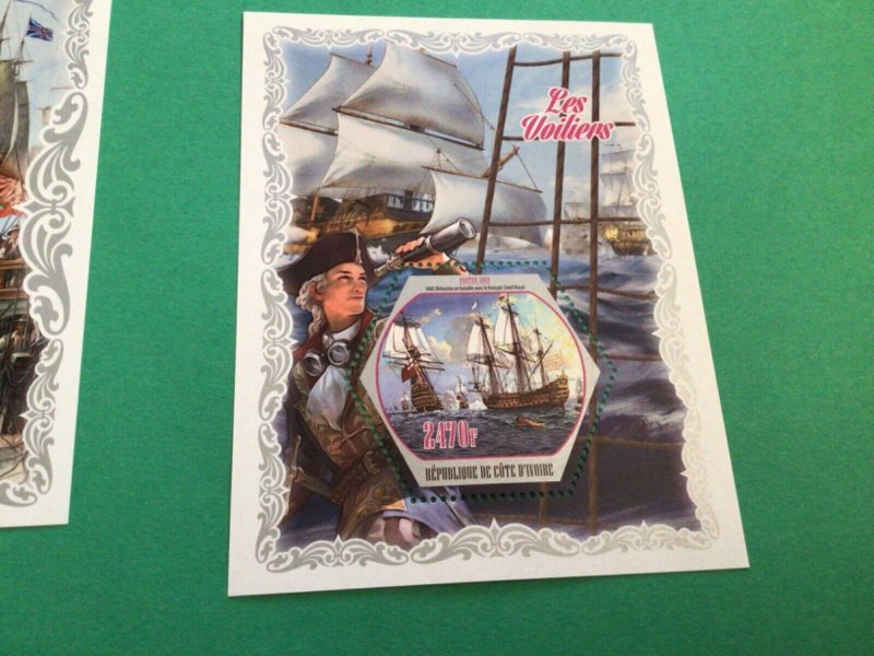 Ivory Coast Ships 2  mint never hinged stamps sheet  A17029